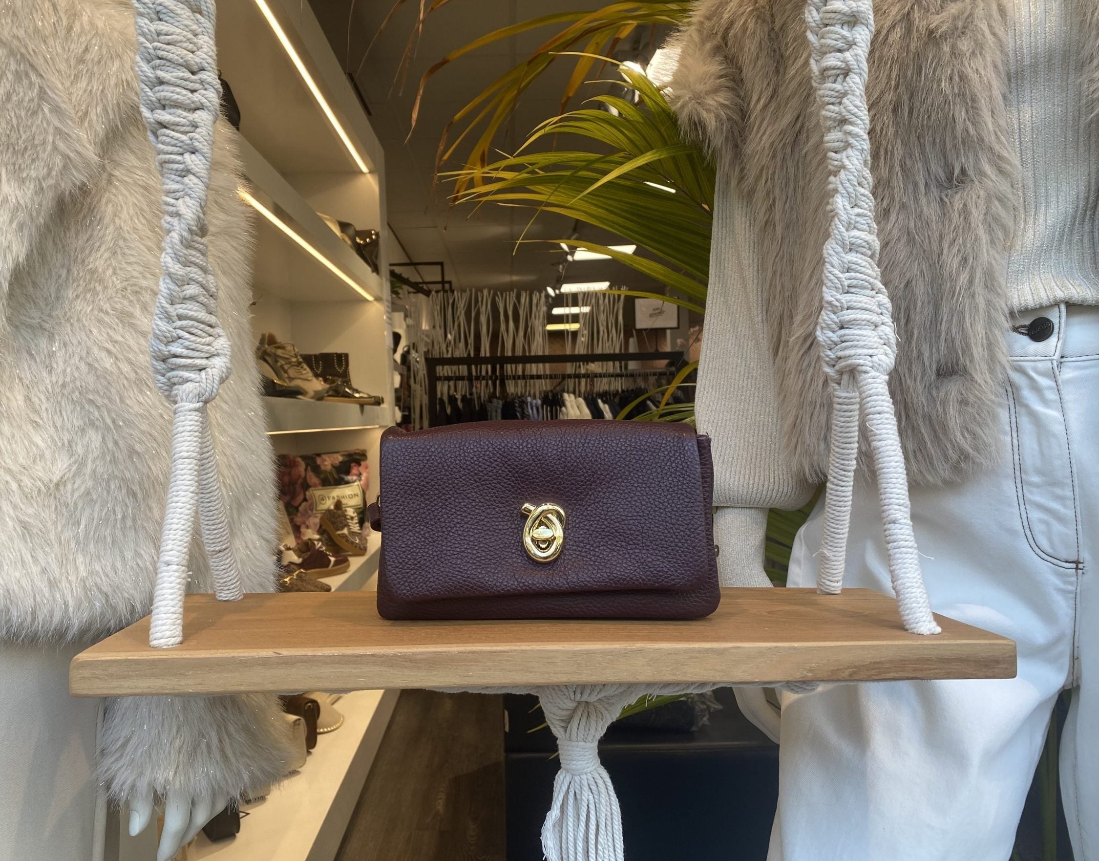 Ceyda Crossbody Tas Leer Burgundy T330