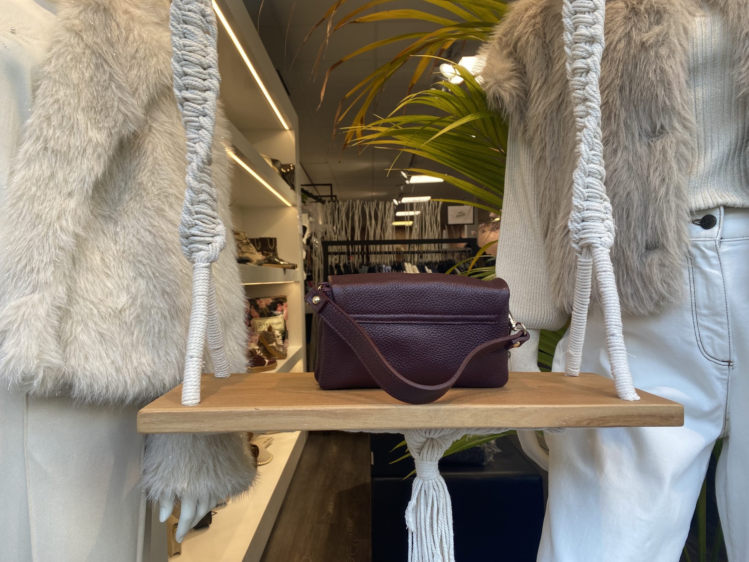 Ceyda Crossbody Tas Leer Burgundy T330