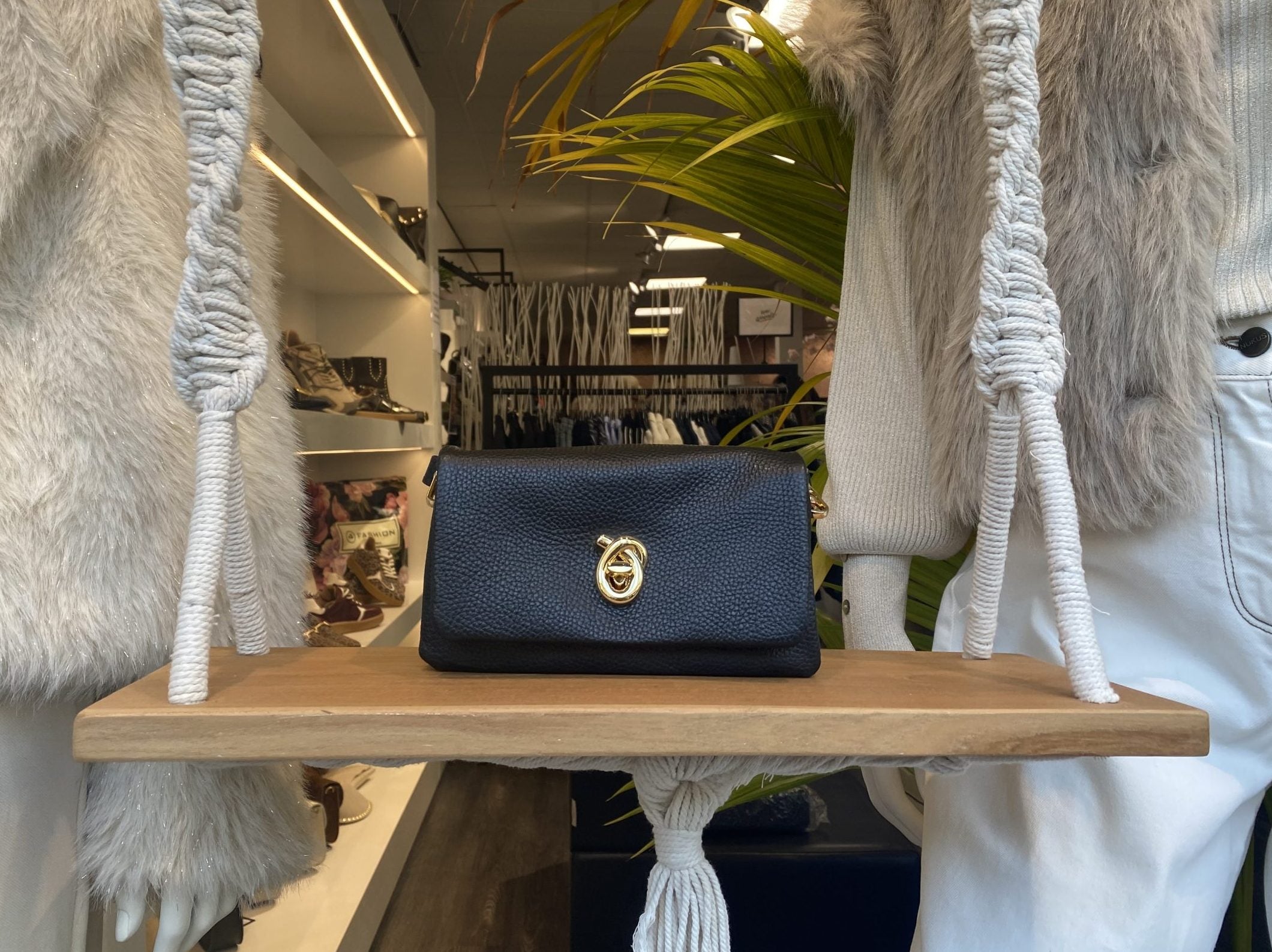 Ceyda Crossbody Tas Leer Zwart T330