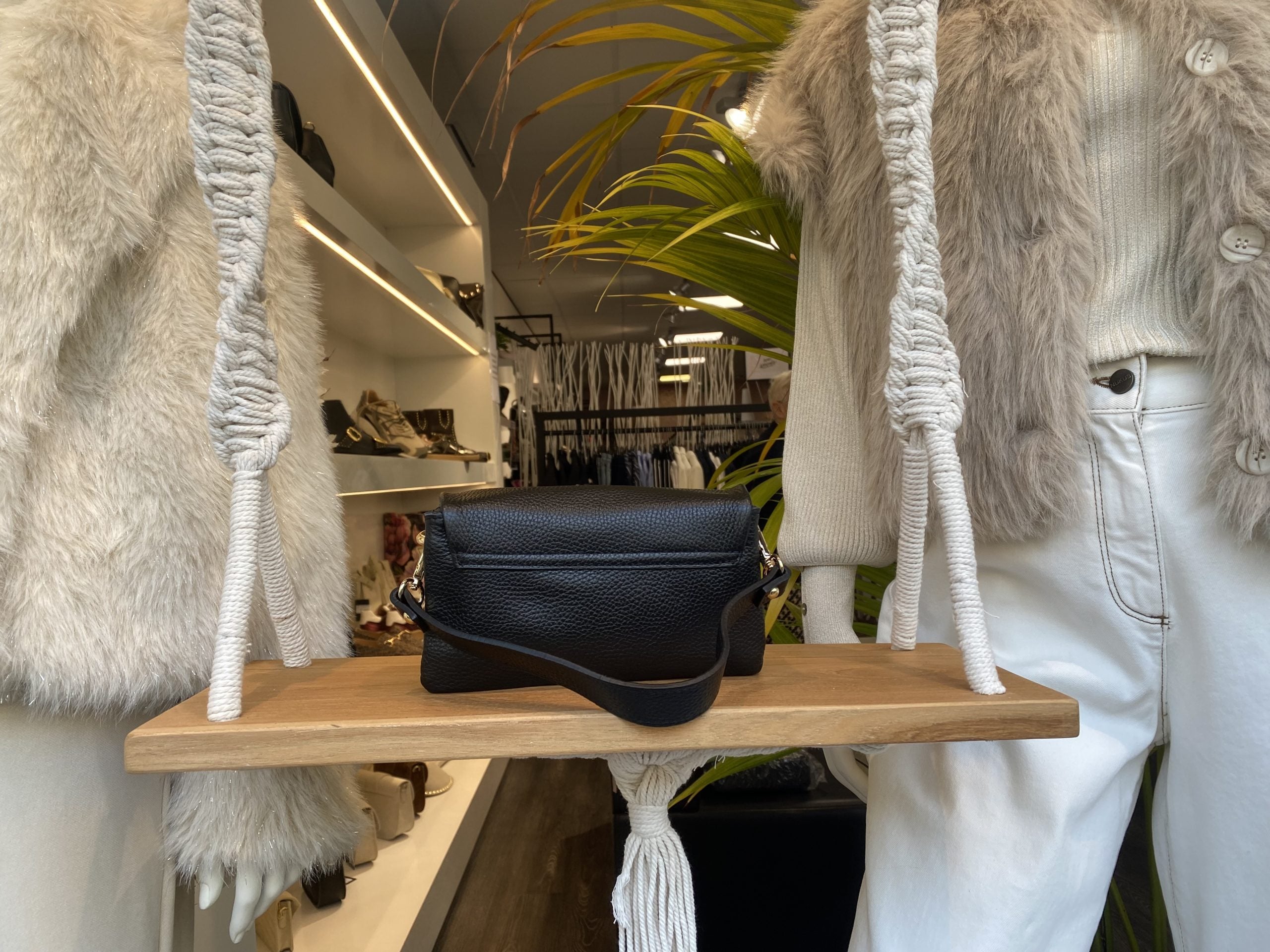 Ceyda Crossbody Tas Leer Zwart T330