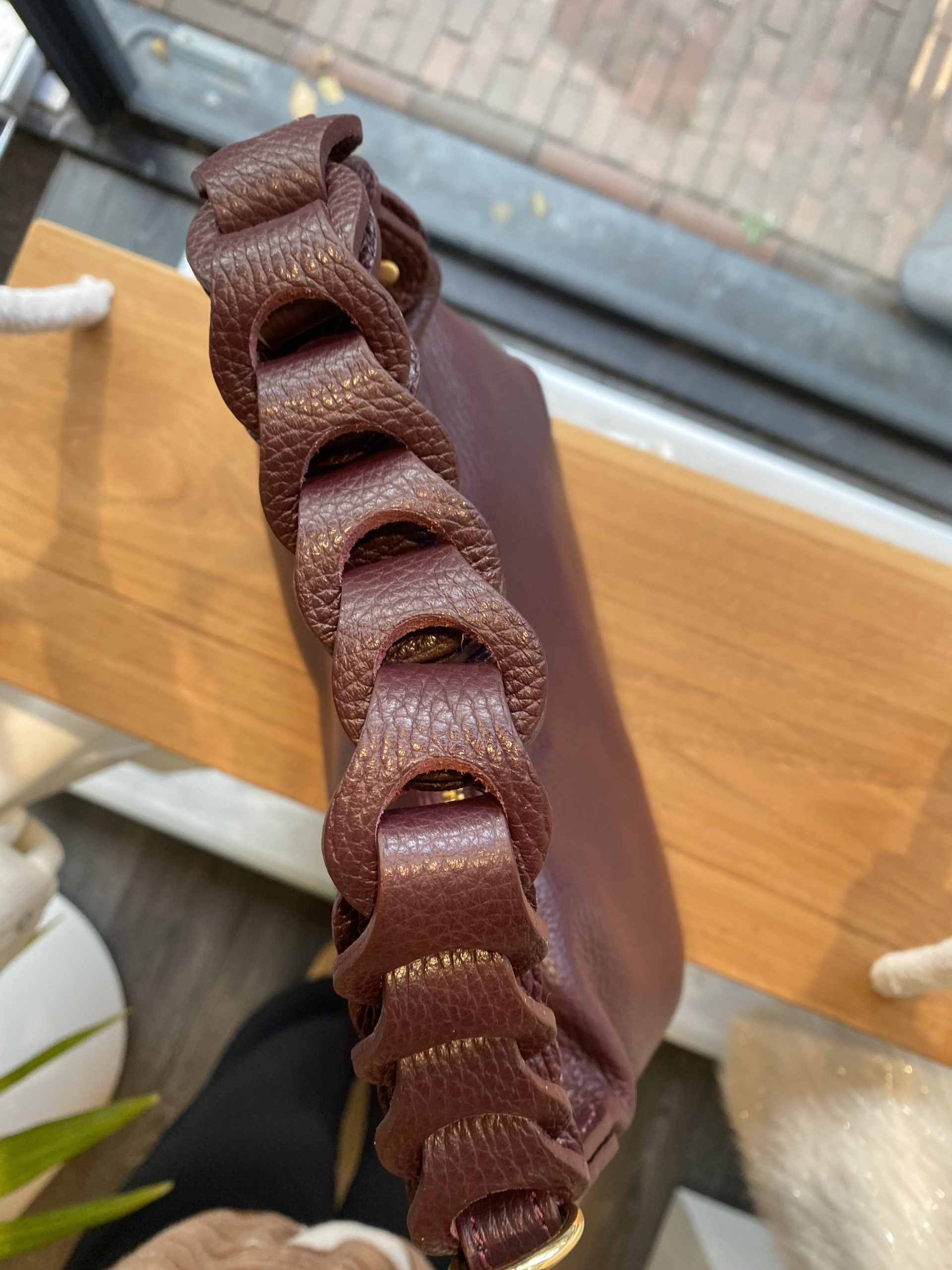 Veerle Schoudertas Leer Burgundy T323