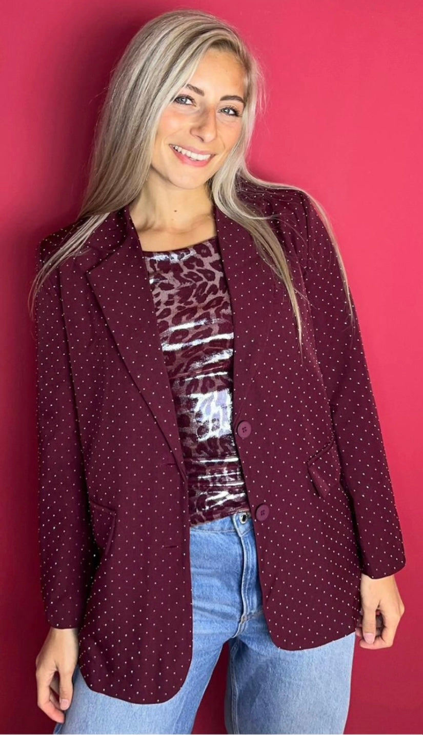 Fashion Glitter Blazer 0427 burgundy