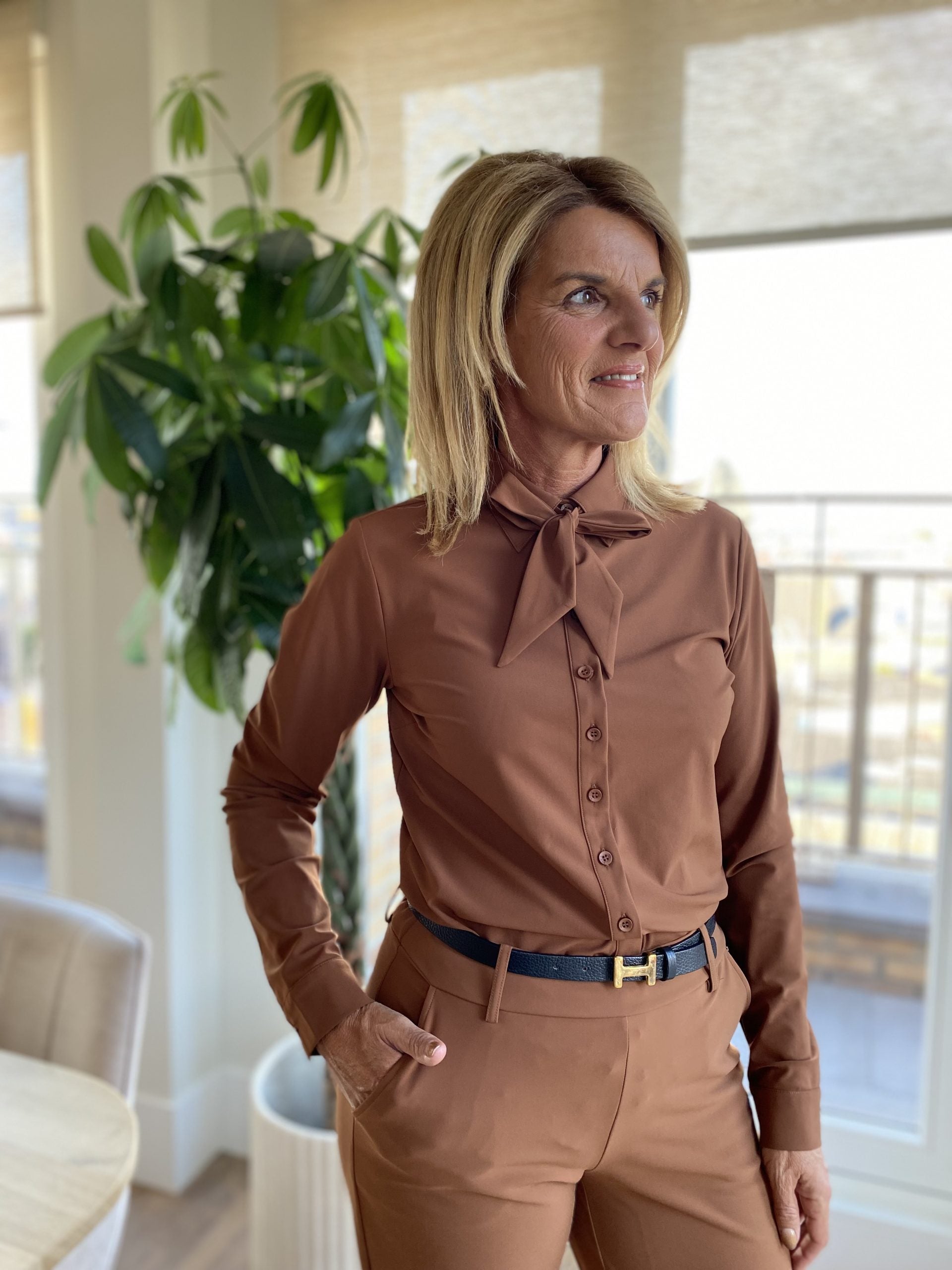 Mi Piace Travelstof Blouse 202709 caramel