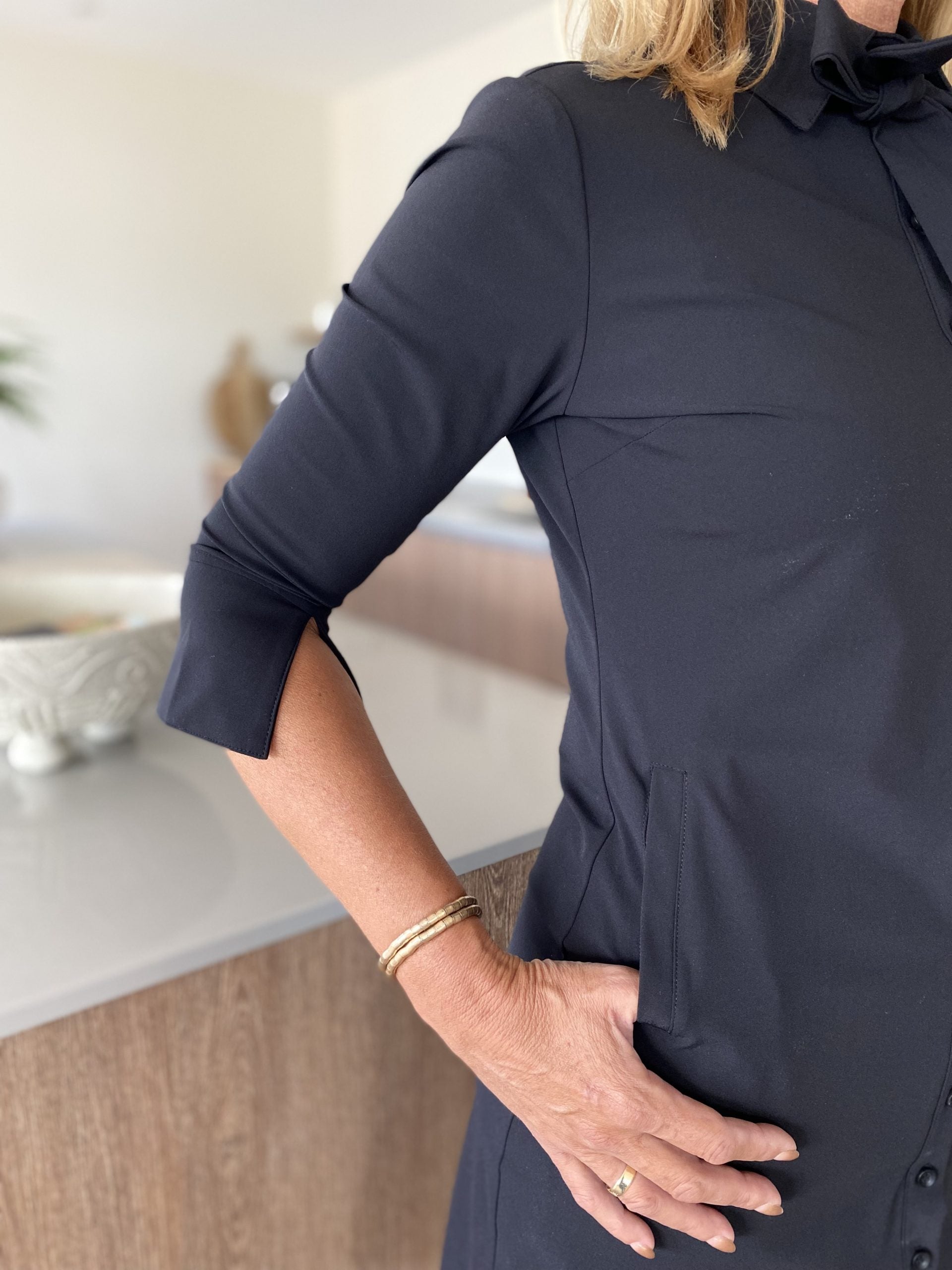 Mi Piace Travelstof Midi Jurk Strik 202708 zwart