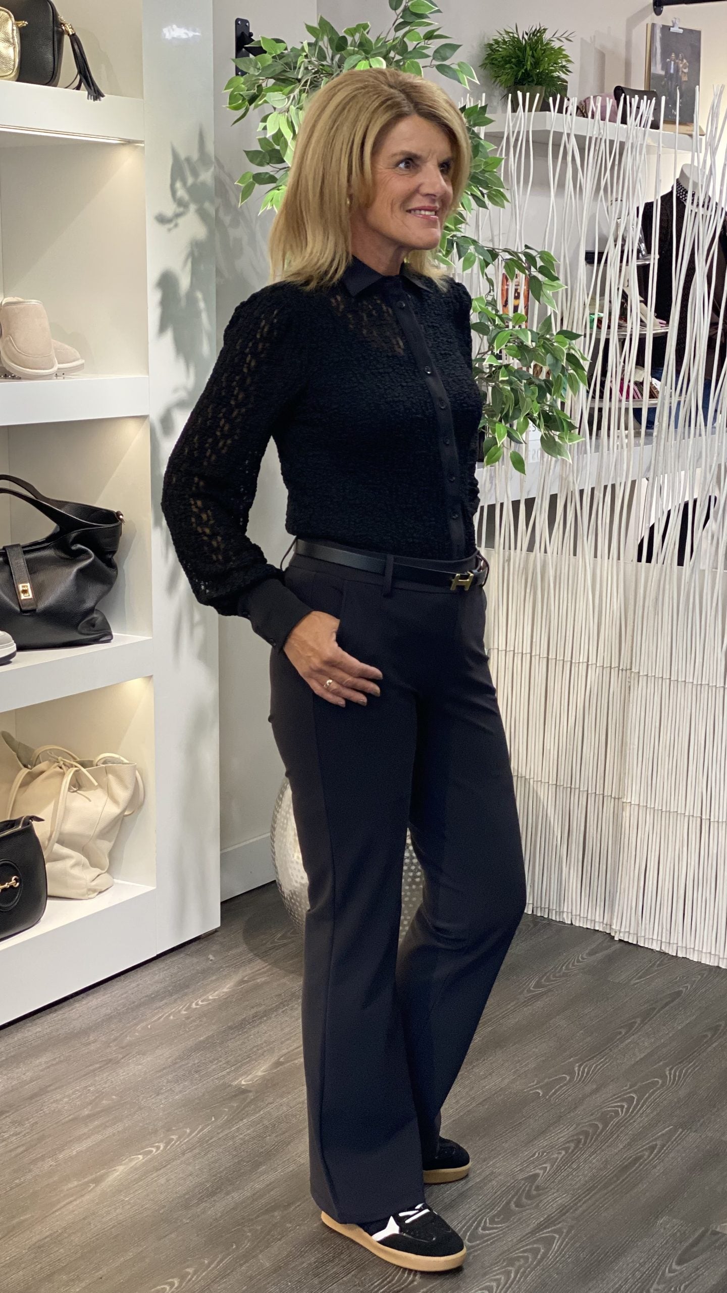 Mi Piace Bonded Travelstof Flared Broek 202633 zwart