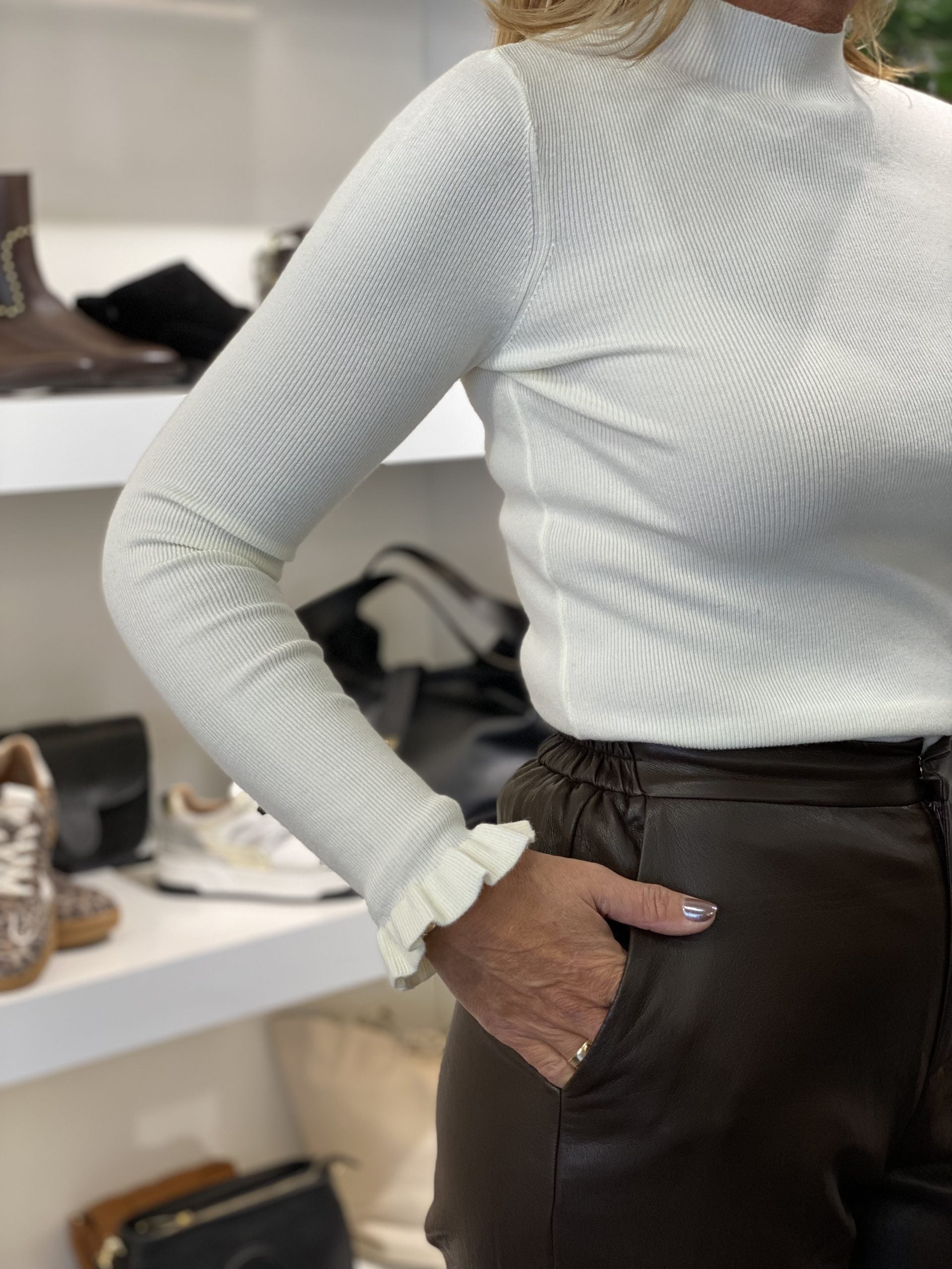 C&S Astrid Knit Pullover trui wool white