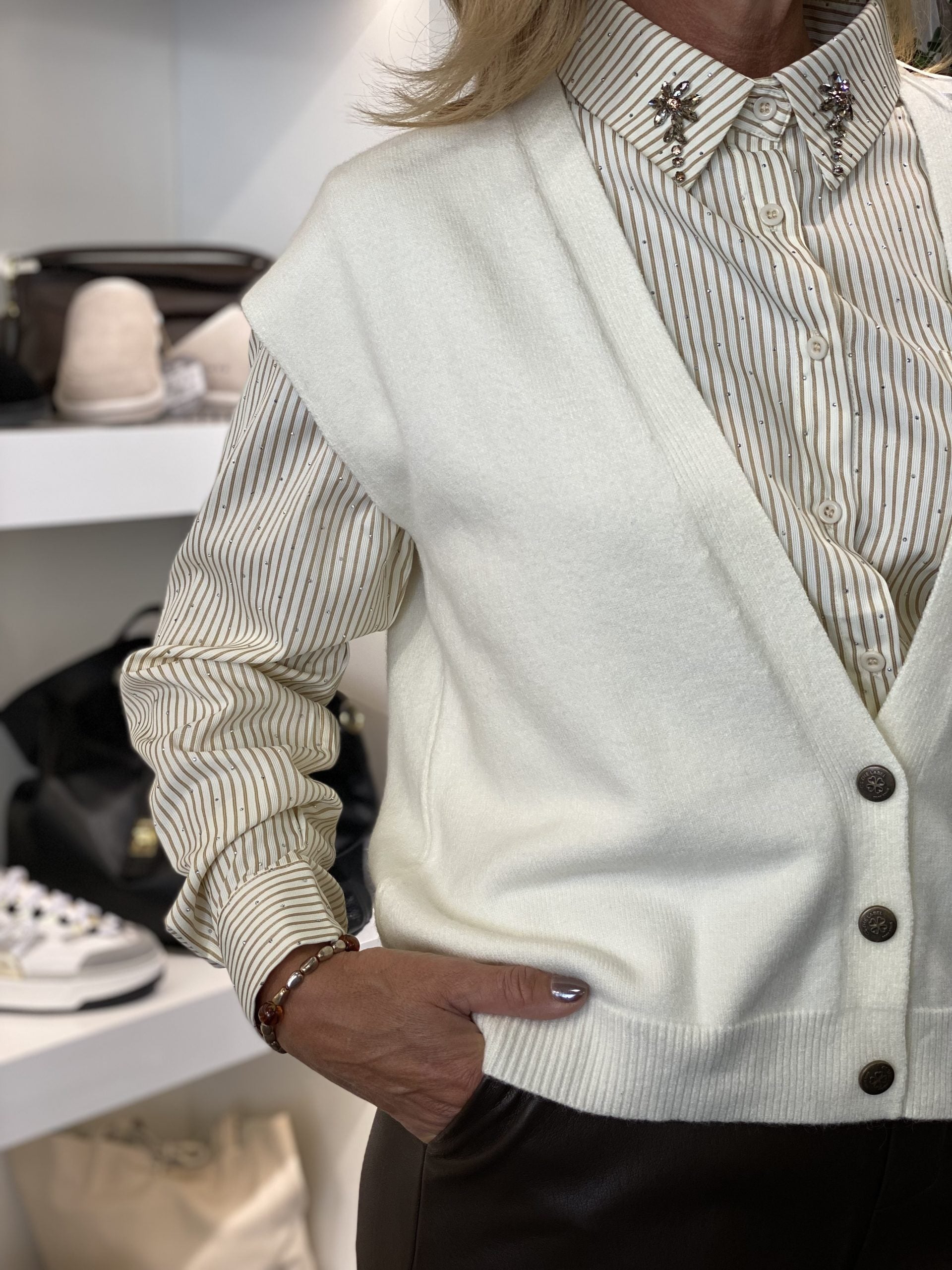 C&S Vivian Gilet wool white