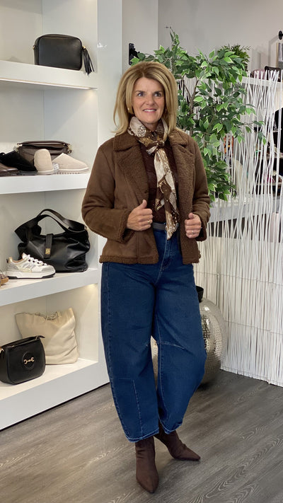 Chastar Lammy Coat Look Jas bruin