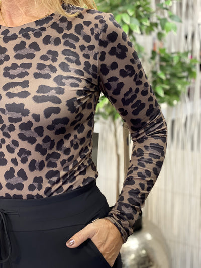 Azzurro Leopard Top 6326-4 bruin