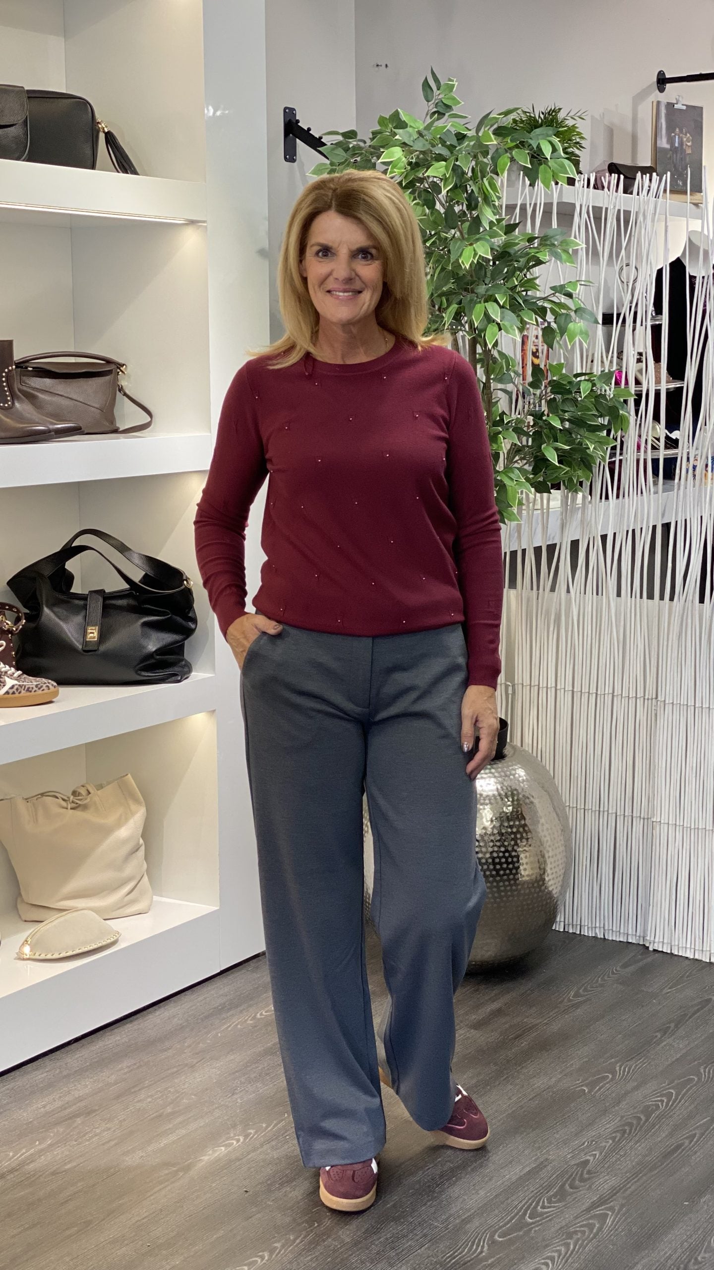 C&S Kathleen Knit Pullover amarone cabernet