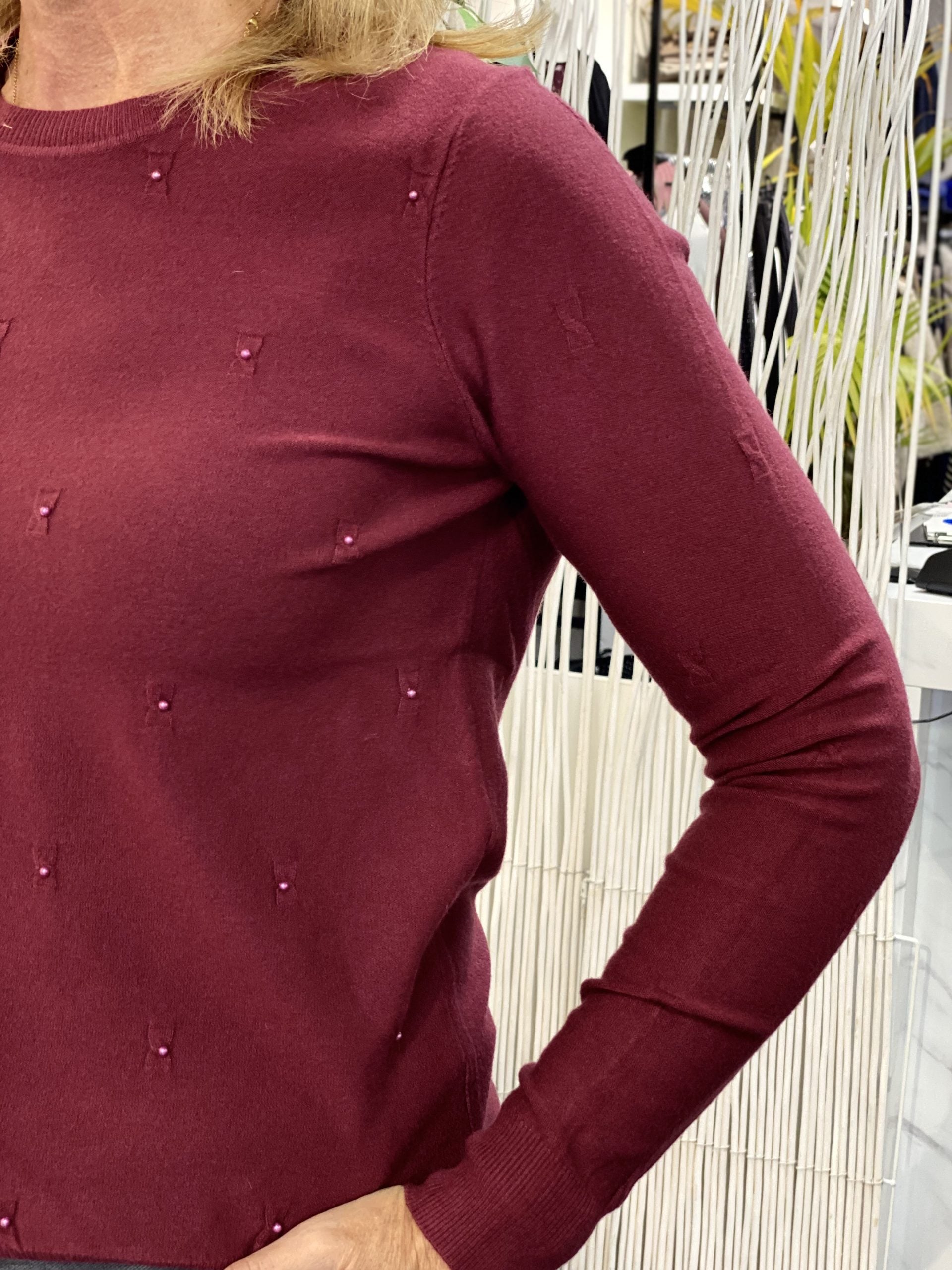 C&S Kathleen Knit Pullover amarone cabernet