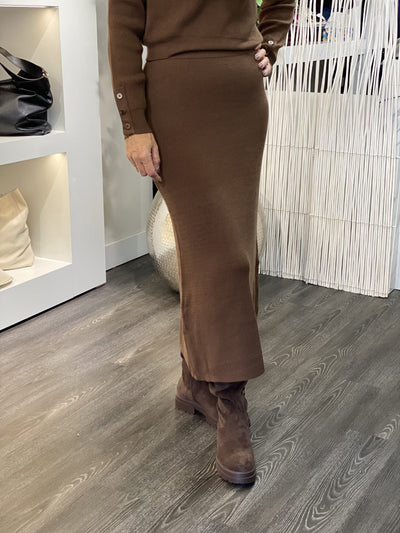 Azzurro Gebreide Rok 8411 dark brown