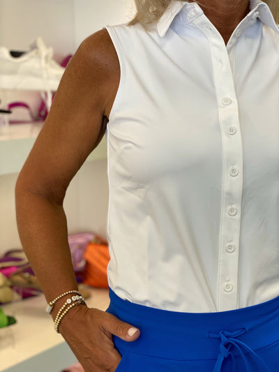 Mi Piace Travelstof Blouse Mouwloos wit 202299