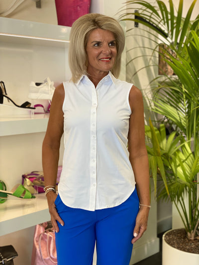 Mi Piace Travelstof Blouse Mouwloos wit 202299