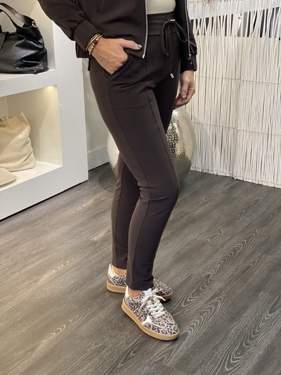 Mi Piace Bonded Travelstof Broek Premium Kwaliteit Smalle Pijp 202632 espresso