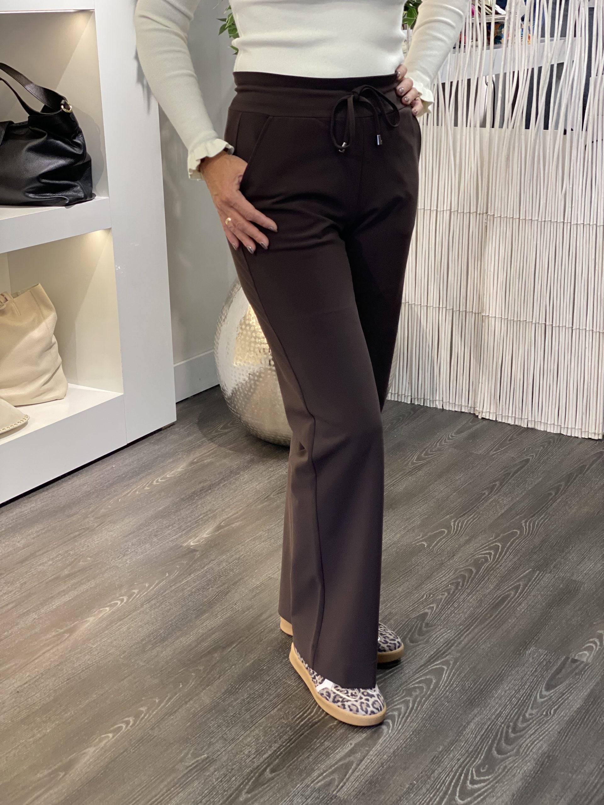 Mi Piace Bonded Travelstof Broek Premium Kwaliteit 202631 espresso