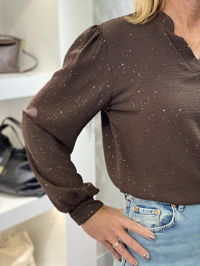 Musthaves by Elja Glitter Top espresso