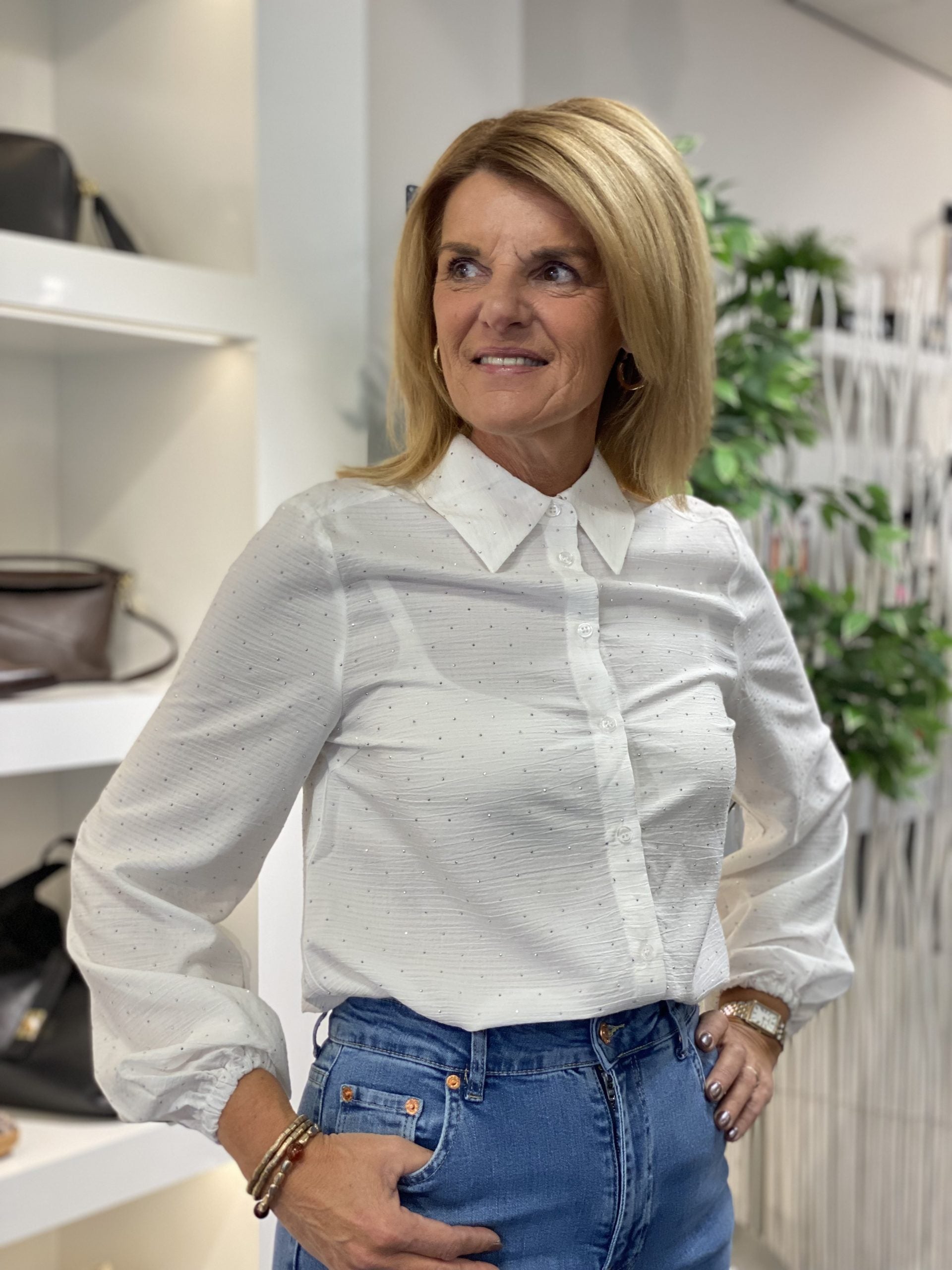 Freequent Shine Blouse star offwhite melange