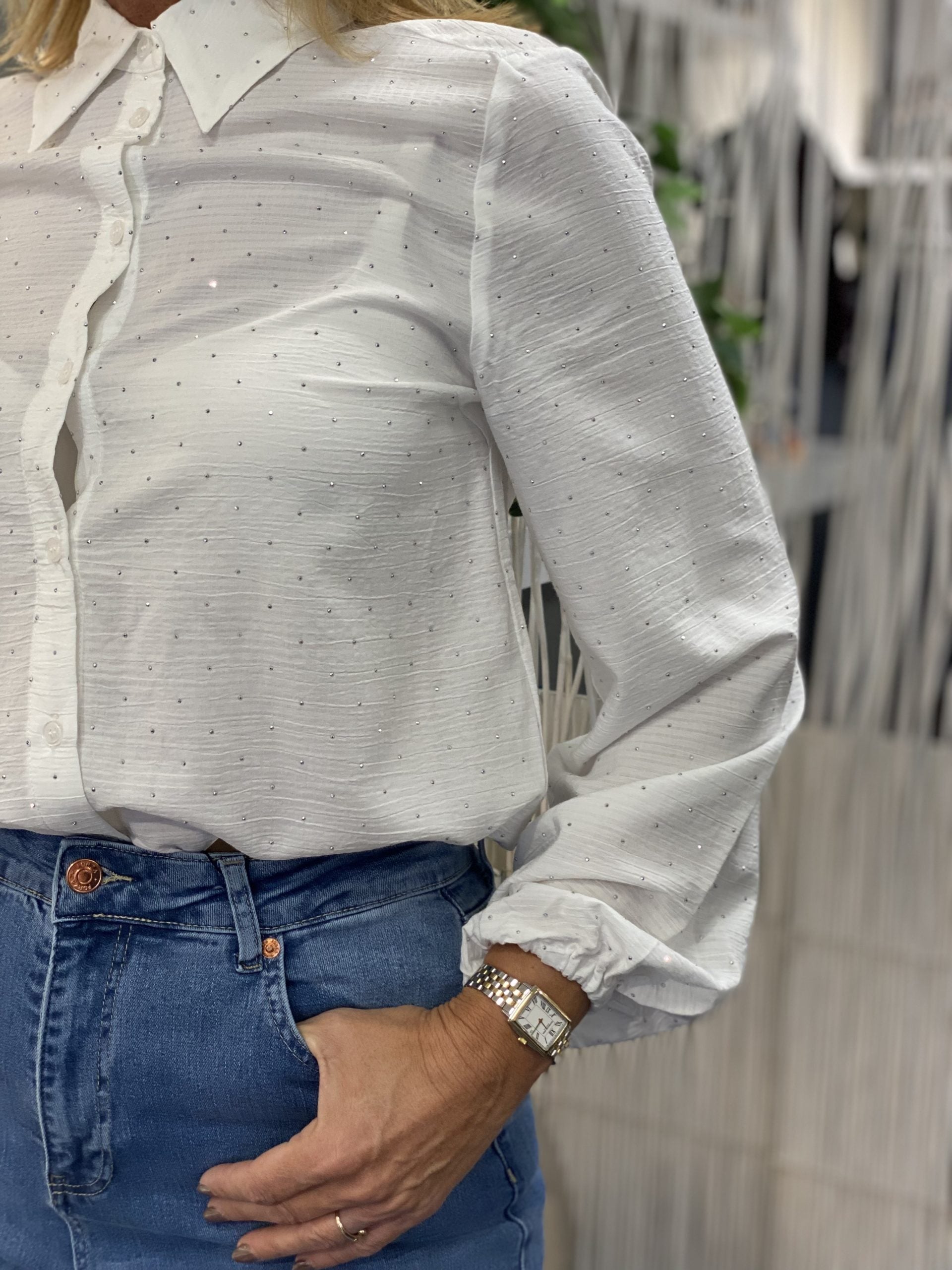 Freequent Shine Blouse star offwhite melange