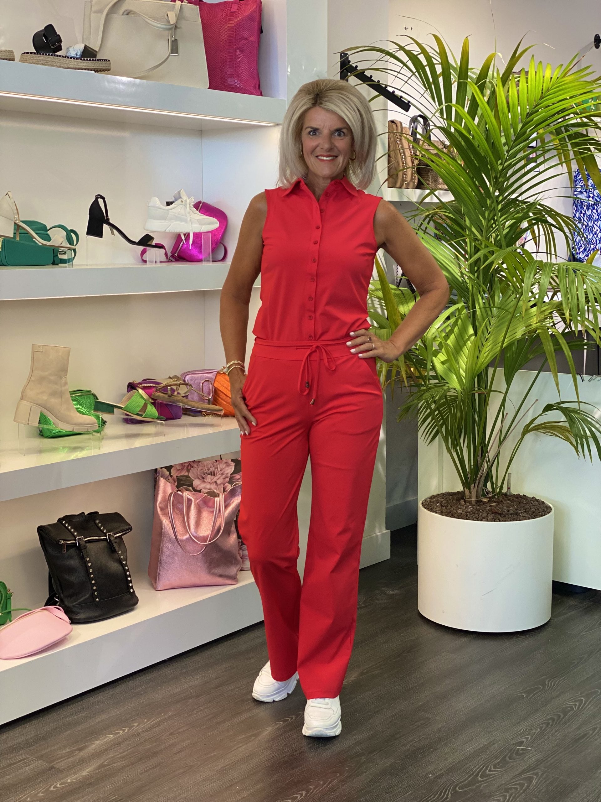 Mi Piace Travelstof Blouse Mouwloos rood 202299