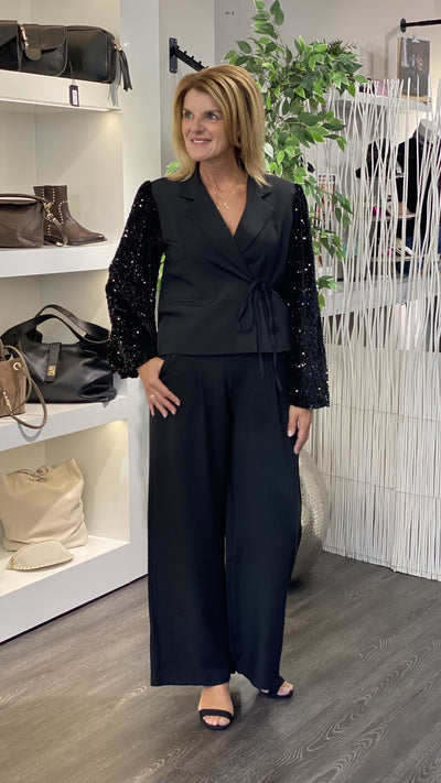 Fashion Glitter Blazer 0429 zwart