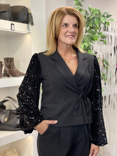 Fashion Glitter Blazer 0429 zwart