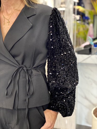 Fashion Glitter Blazer 0429 zwart