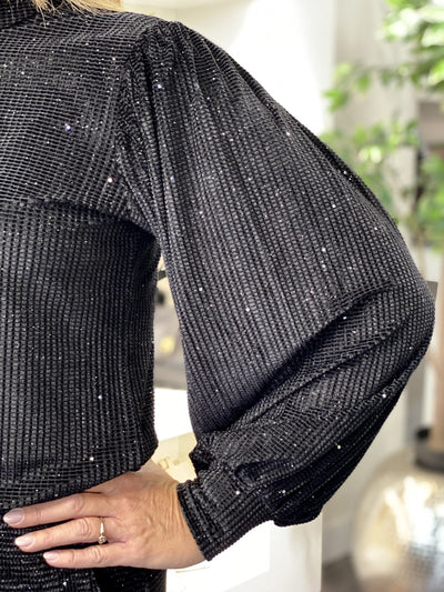 C&S Tessa-Lynn Glitter Top zwart