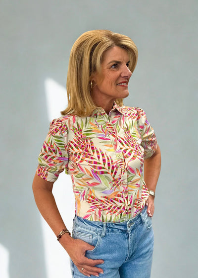 Mi Piace Travelstof Blouse Korte Mouw 202270 pencil branches print kit