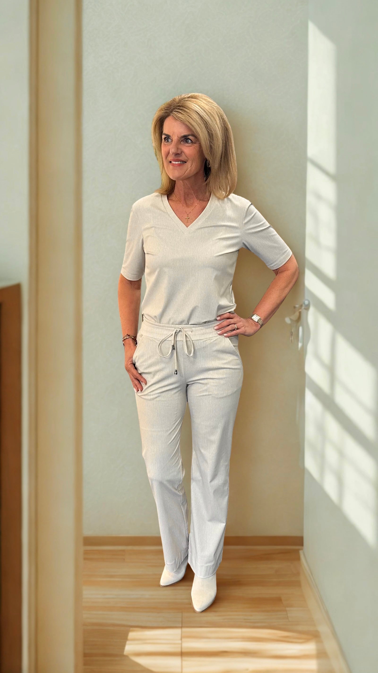 Mi Piace Travelstof Top V-Hals 202271 structure print kit