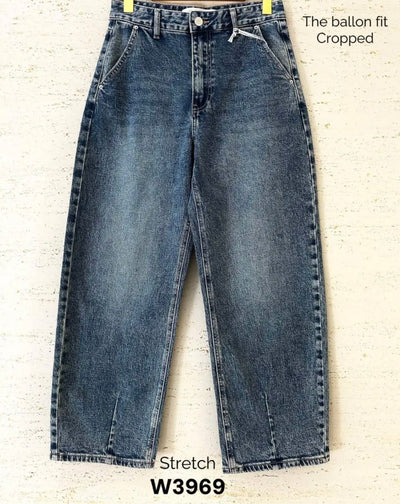 Queen Hearts ballon fit cropped Jeans Broek  bleu 3969