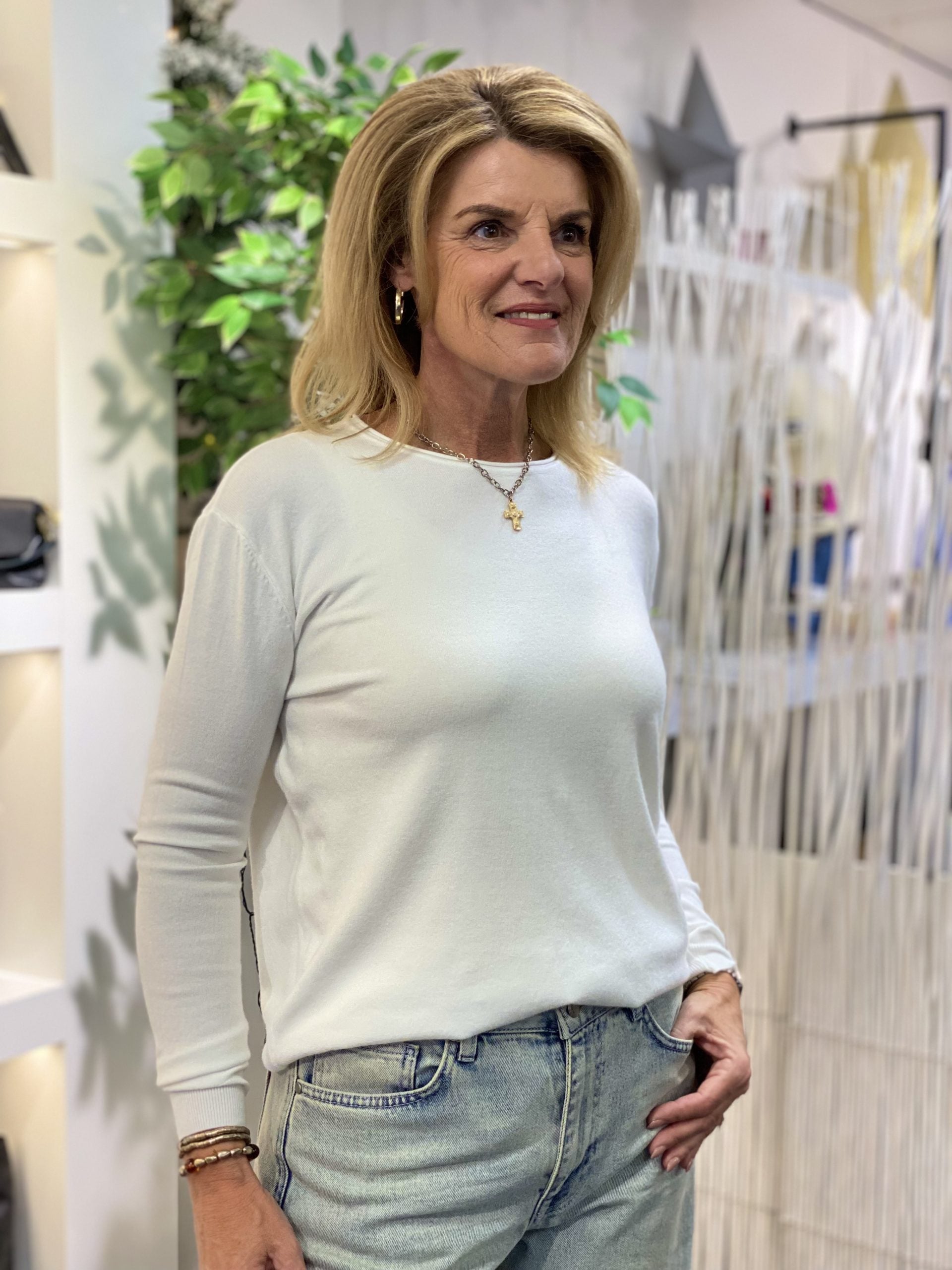 Fashion Longsleeve Top JY88828-25 off white