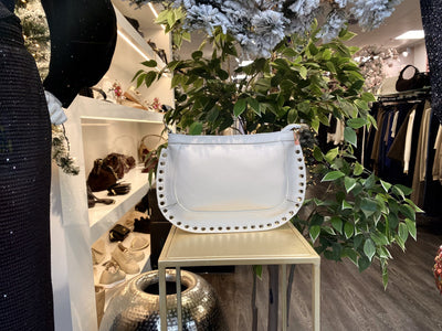Giuliano Crossbody Tas Leer Studs Beige/Goud T386 552959