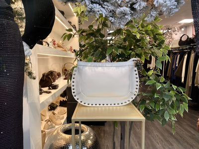 Giuliano Crossbody Tas Leer Studs Beige/Goud T386 552959
