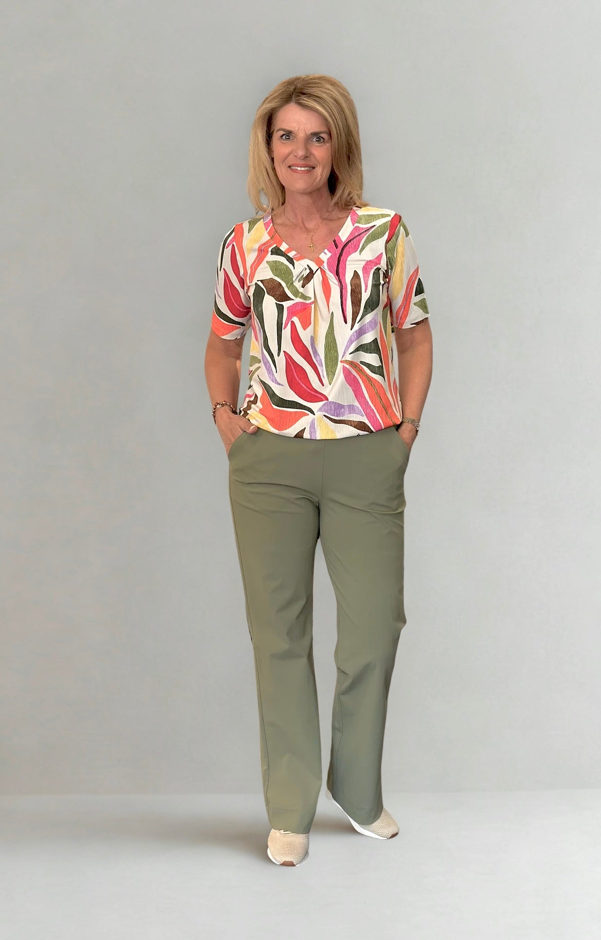 Mi Piace Travel Shirt Pleated 202815 summer leaf dance print kit