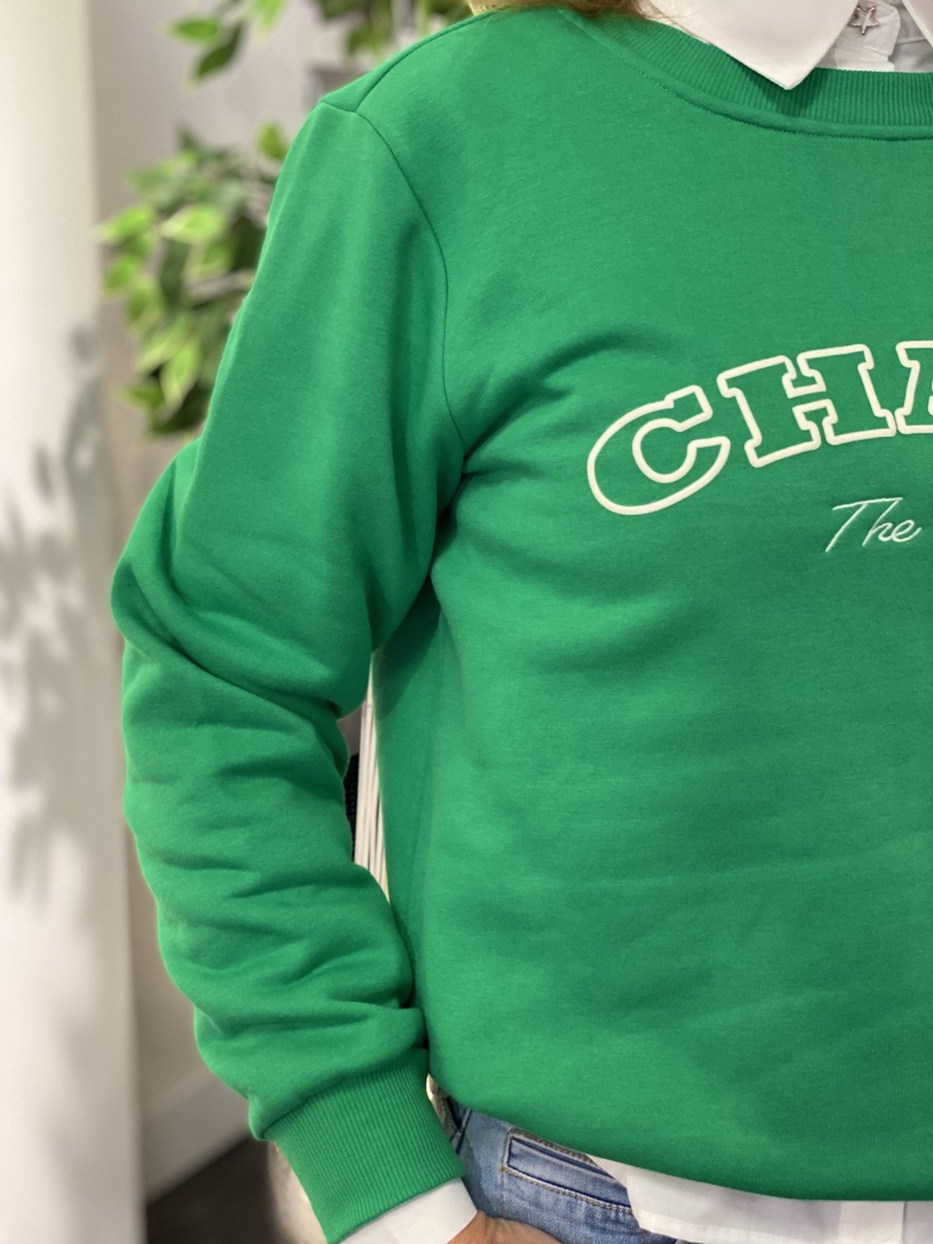 Freequent Kamela Pullover bright green w. star off white