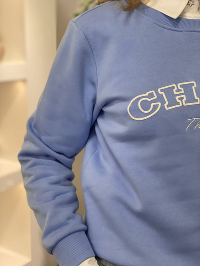 Freequent Kamela Pullover vista blue w. star off white