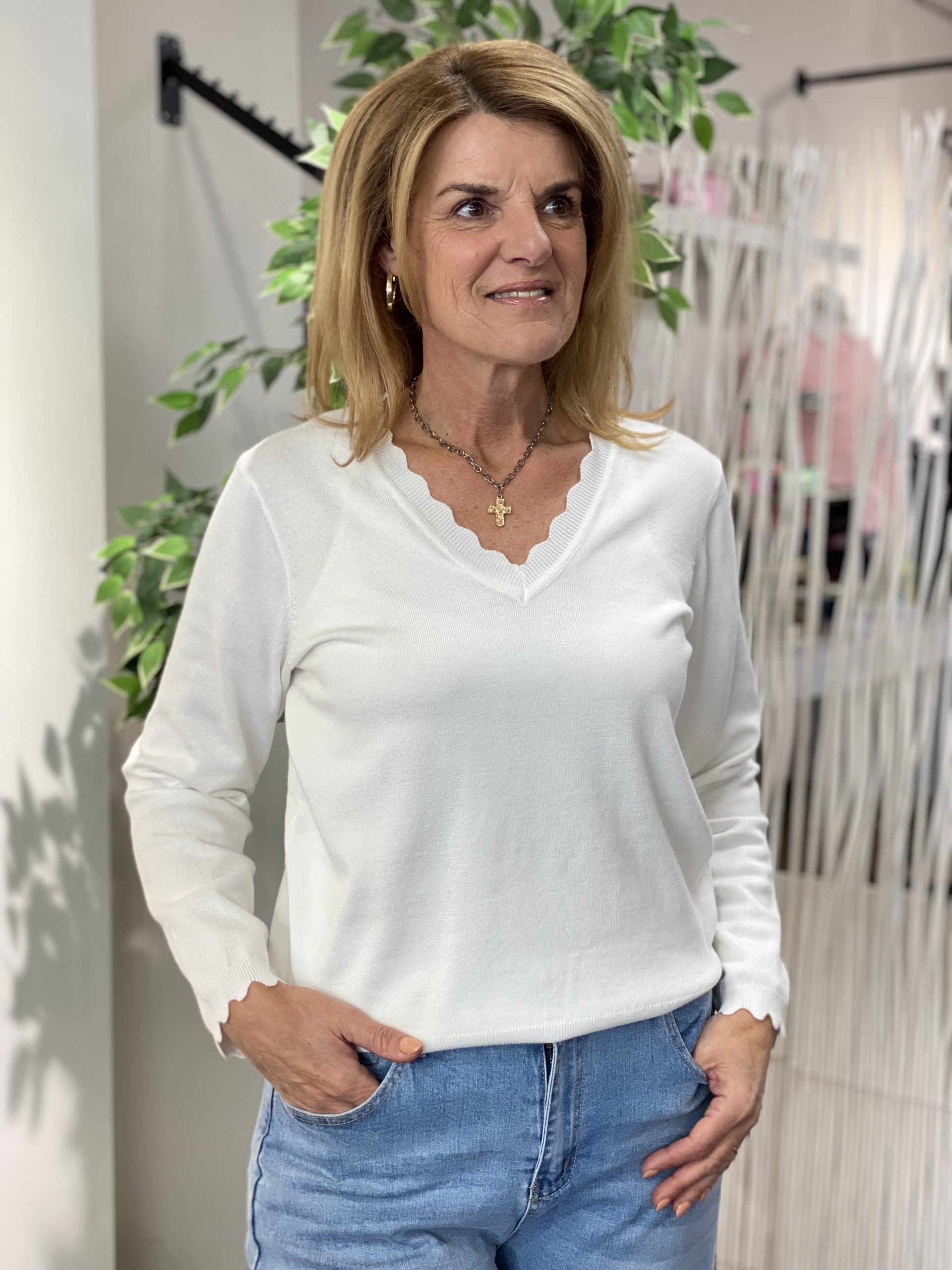 Freequent Katie Pullover star off-white