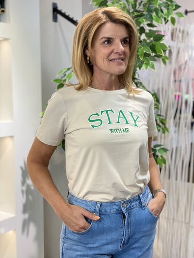 Freequent Fenjal Tee Shirt moonbeam w. bright green