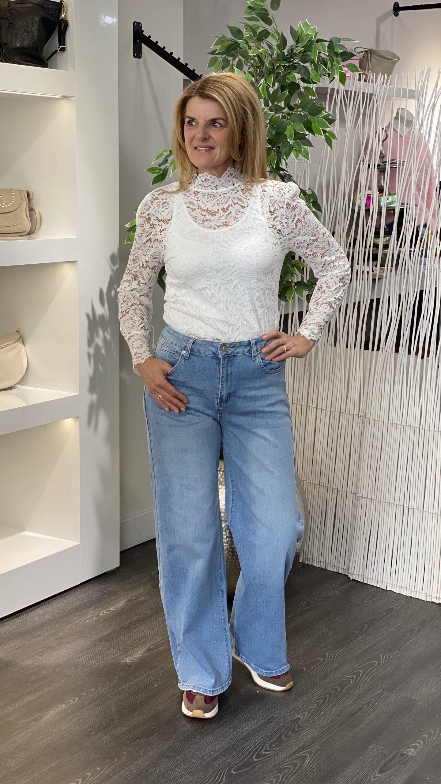 Azzurro Kanten Top 6629 offwhite