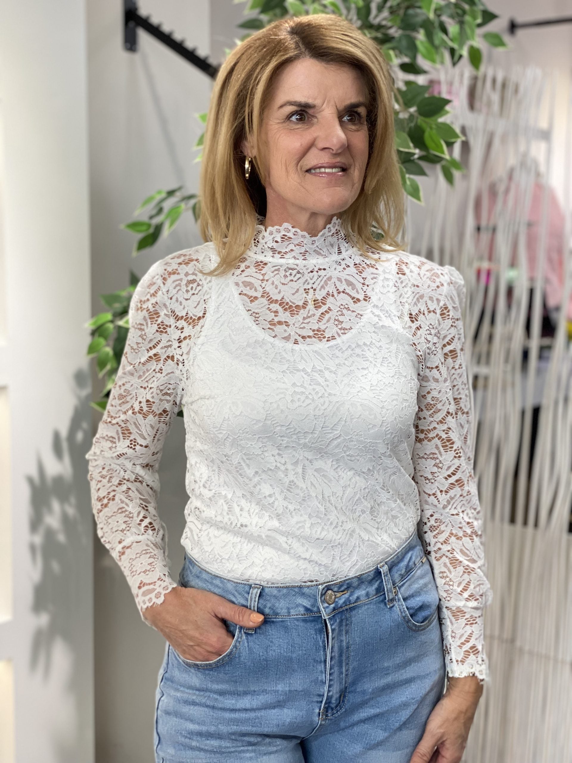 Azzurro Kanten Top 6629 offwhite