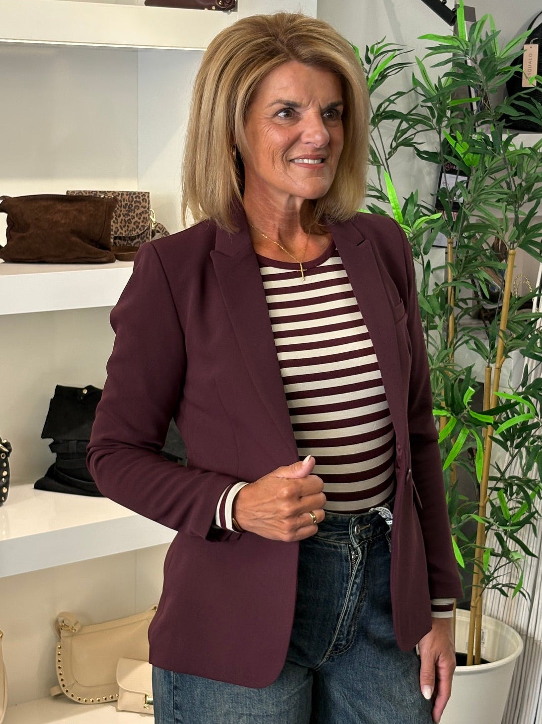 Fashion Halflange Blazer 0409 bordo