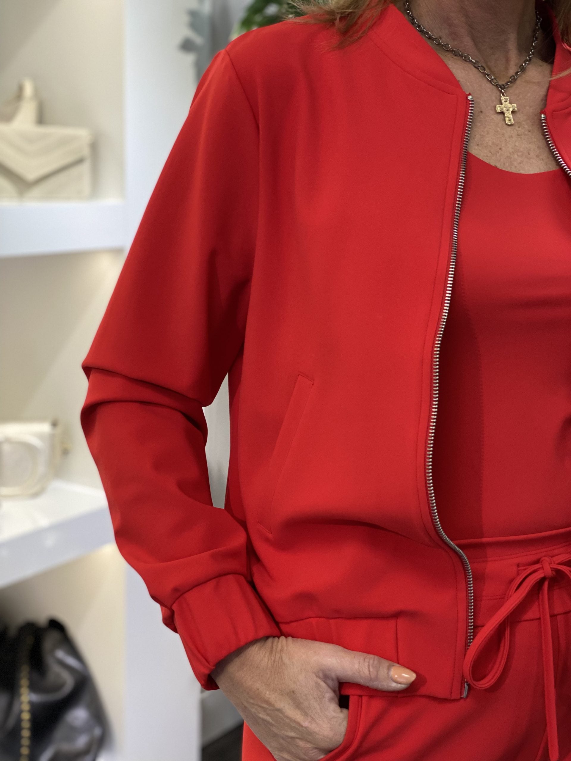 Mi Piace Bonded Travelstof Bomber Jack 202636 rood