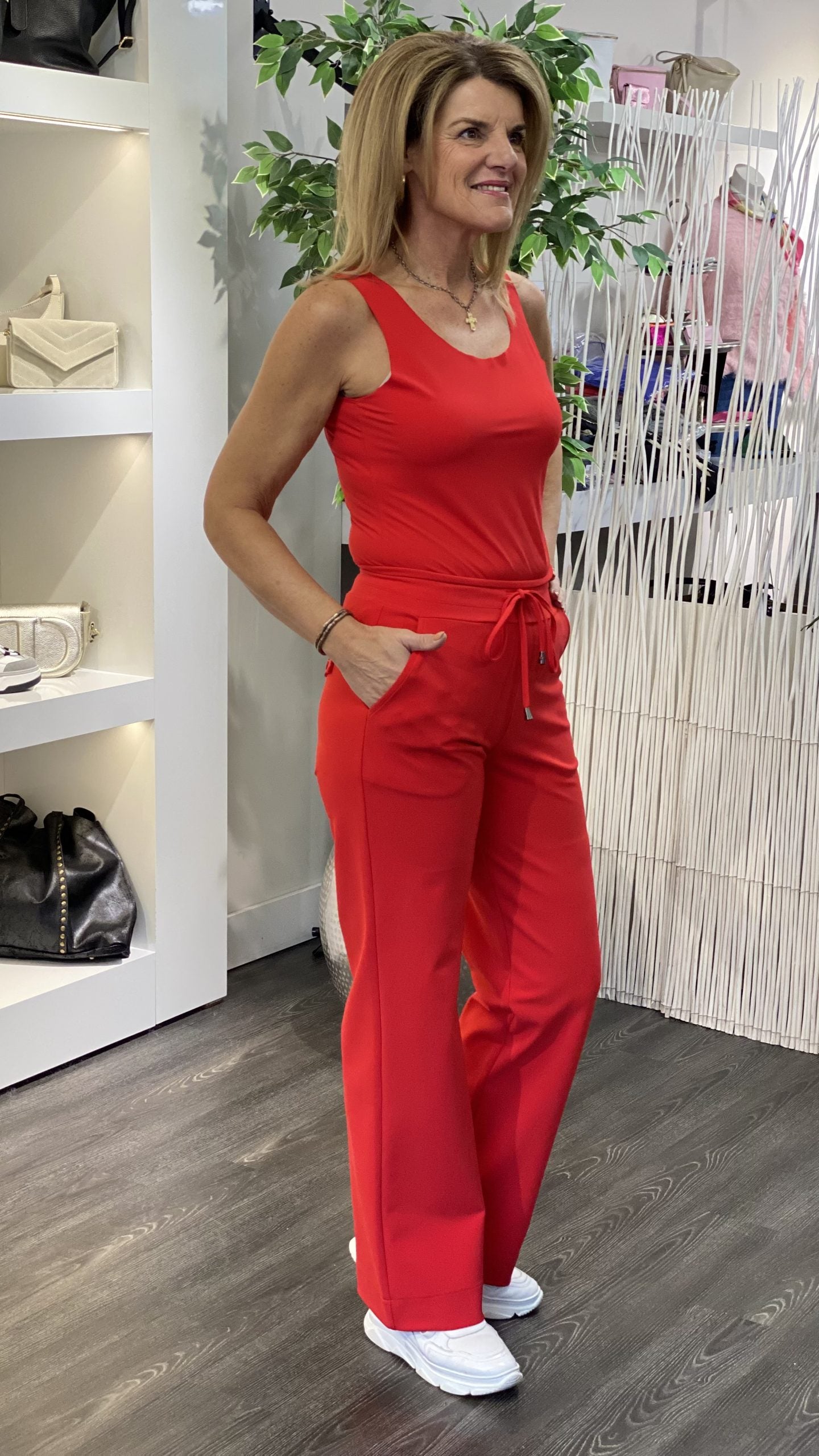 Mi Piace Bonded Travelstof Broek Premium Kwaliteit 202631 rood