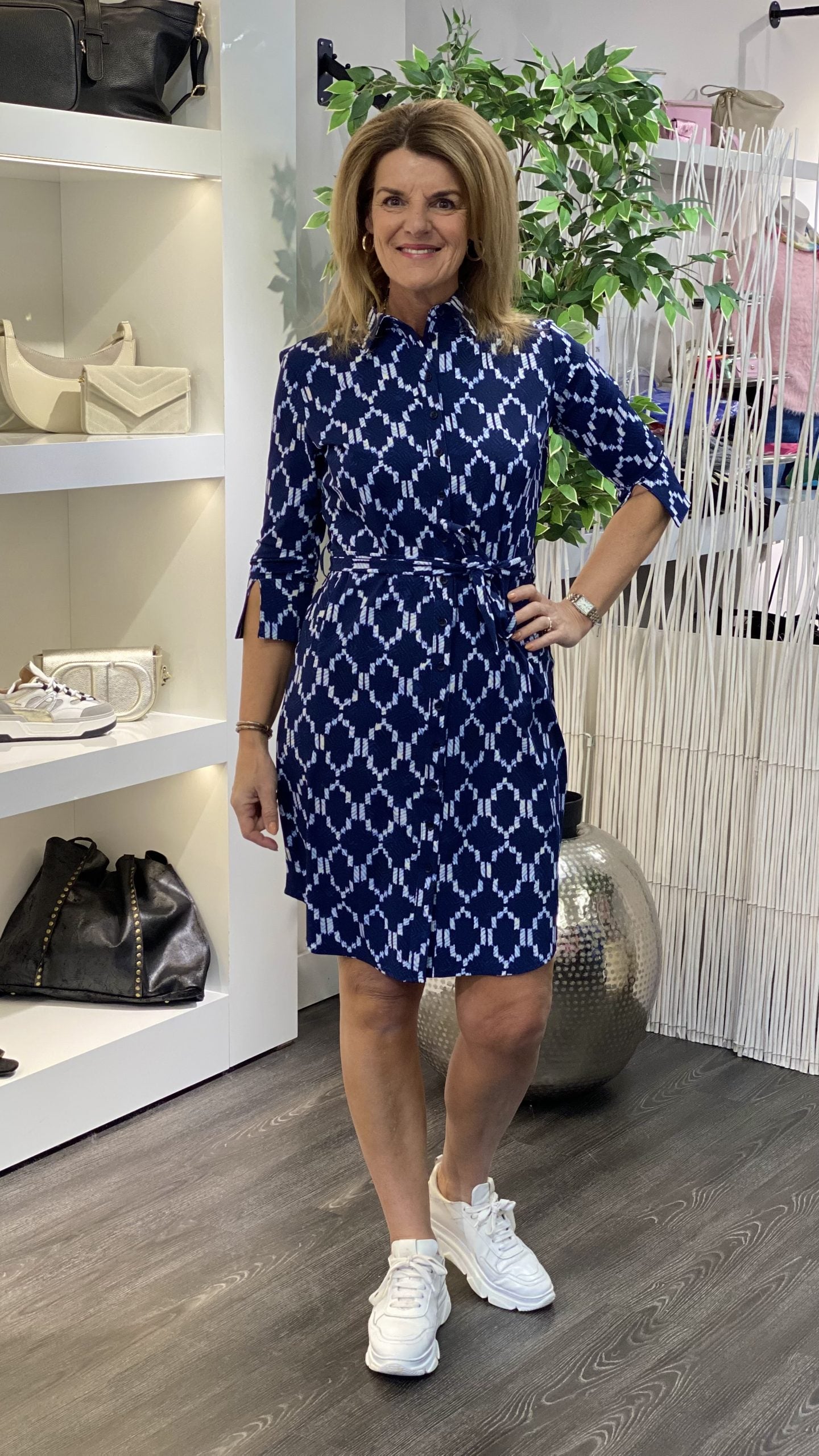 Travelstof Jurk Mi Piace 202092 ikat print donkerblauw