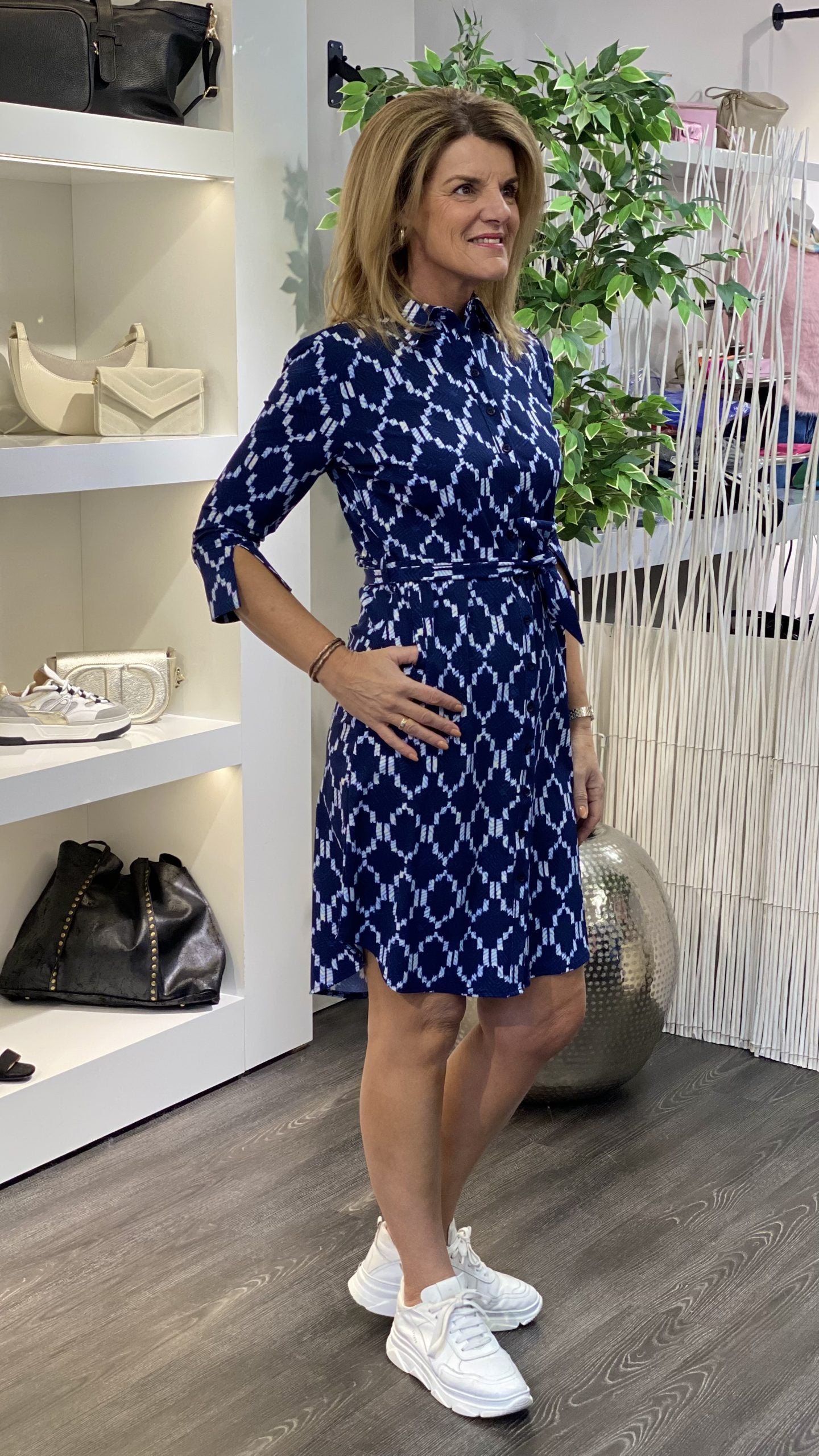 Travelstof Jurk Mi Piace 202092 ikat print donkerblauw