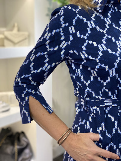 Travelstof Jurk Mi Piace 202092 ikat print donkerblauw