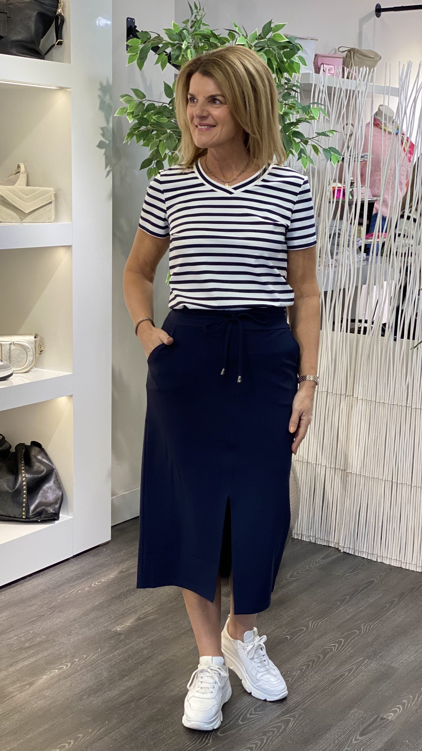 Mi Piace Travelstof Bonded Halflange Rok 202780 donkerblauw