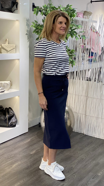 Mi Piace Travelstof Bonded Halflange Rok 202780 donkerblauw