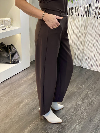 Mi Piace Bonded Travelstof Broek Barrel Model 202761 espresso